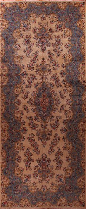 Kerman Beige Runner Hand Knotted 32 X 232  Area Rug 400-17302 Image 0
