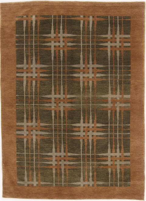 Pishavar Green Hand Knotted 48 X 65  Area Rug 251-17306 Image 0