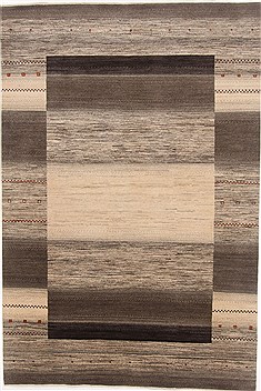 Persian Gabbeh Grey Rectangle 6x9 ft Wool Carpet 17318