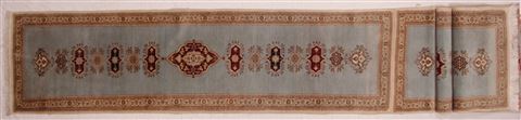 Tabriz Blue Runner Hand Knotted 36 X 283 Area Rug 400-17324 Image 1