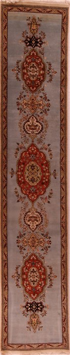 Tabriz Blue Runner Hand Knotted 30 X 158  Area Rug 400-17325 Image 0