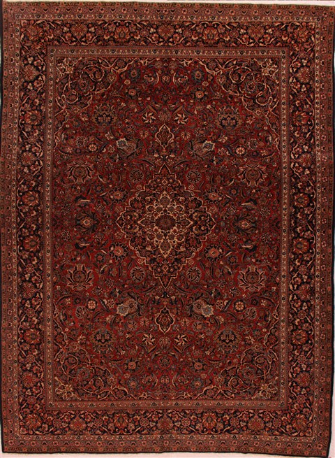 Kashan Red Hand Knotted 95 X 129  Area Rug 400-17346 Image 0