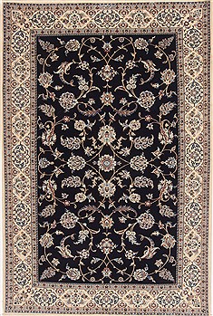 Persian Nain Blue Rectangle 4x6 ft Wool Carpet 17363