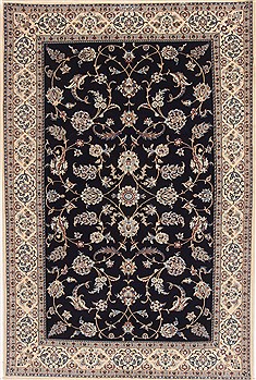 Persian Nain Blue Rectangle 4x6 ft Wool Carpet 17363