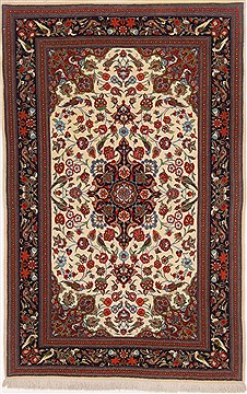Persian Qum Beige Rectangle 5x7 ft Wool Carpet 17365