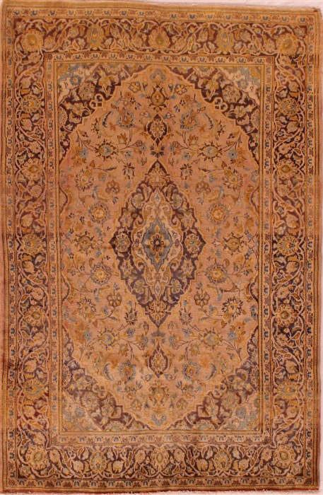 Kashan Purple Hand Knotted 46 X 70  Area Rug 400-17370 Image 0