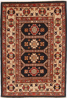 Pakistani Kazak Black Rectangle 4x6 ft Wool Carpet 17377