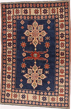 Pakistani Kazak Blue Rectangle 4x6 ft Wool Carpet 17378