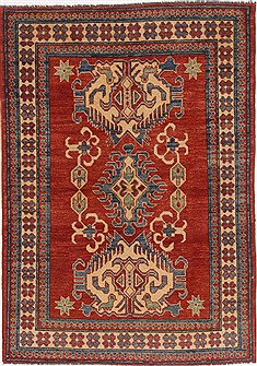 Pakistani Kazak Red Rectangle 4x6 ft Wool Carpet 17379
