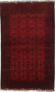 Turkman Red Hand Knotted 3'9" X 5'11"  Area Rug 250-17396