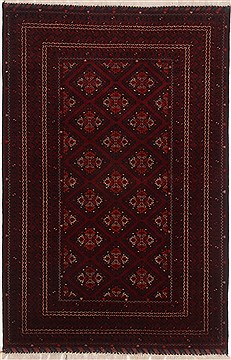 Afghan Khan Mohammadi Red Rectangle 4x6 ft Wool Carpet 17399