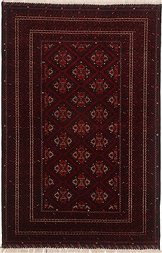 Afghan Khan Mohammadi Red Rectangle 4x6 ft Wool Carpet 17399