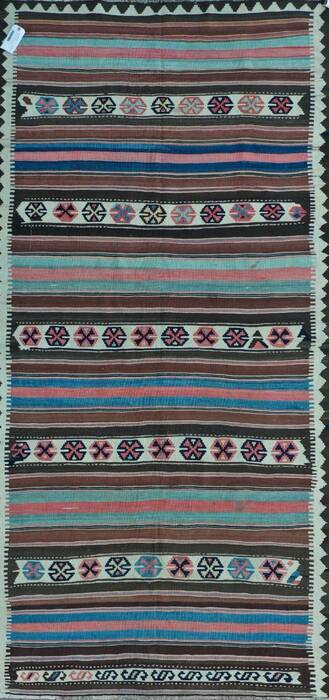 Kilim Brown Runner Hand Knotted 48 X 911  Area Rug 400-17409 Image 0