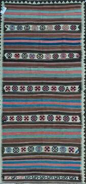Kilim Brown Runner Hand Knotted 4'8" X 9'11"  Area Rug 400-17409