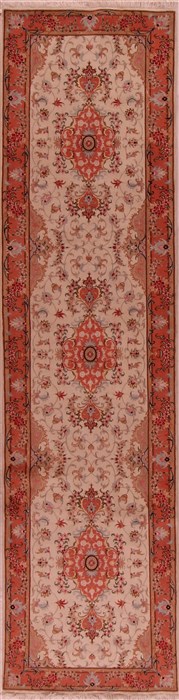 Tabriz Beige Runner Hand Knotted 29 X 1010  Area Rug 400-17411 Image 0