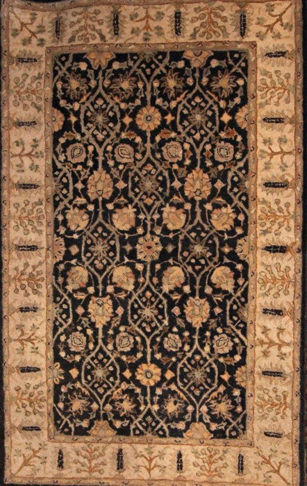 Jaipur Black Hand Knotted 50 X 80  Area Rug 400-17419 Image 0