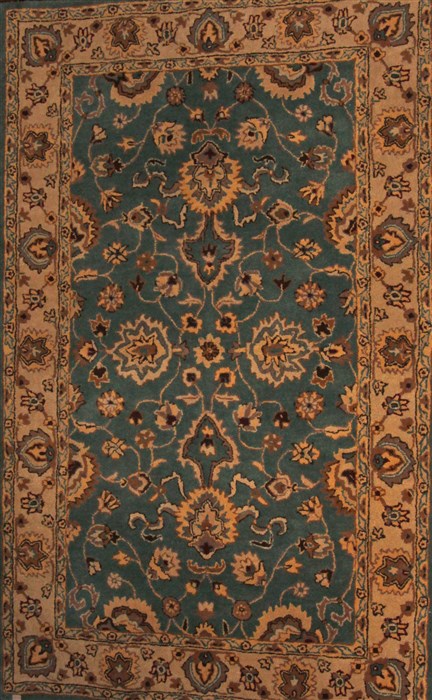 Pishavar Green Hand Knotted 50 X 80  Area Rug 400-17431 Image 0