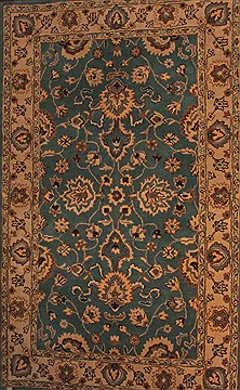 Afghan Pishavar Green Rectangle 5x8 ft Wool Carpet 17431