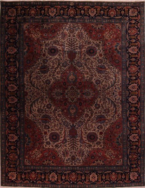Tabriz Beige Hand Knotted 96 X 123  Area Rug 400-17462 Image 0