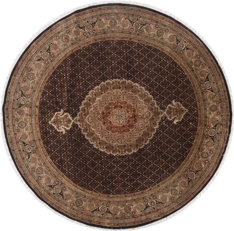 Tabriz Black Round Hand Knotted 85 X 85  Area Rug 250-17475 Image 0