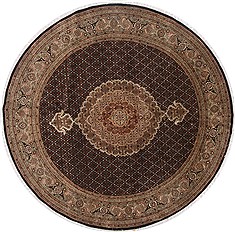 Tabriz Black Round Hand Knotted 8'5" X 8'5"  Area Rug 250-17475