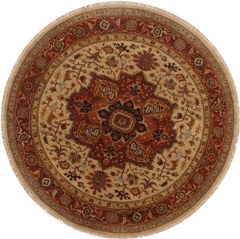 Serapi Beige Round Hand Knotted 910 X 910  Area Rug 250-17477 Image 0