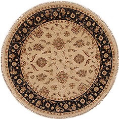Indian Ziegler Beige Round 9 ft and Larger Wool Carpet 17479