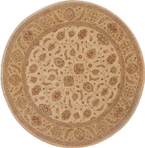 Ziegler Beige Round Hand Knotted 911 X 100  Area Rug 250-17480 Image 0