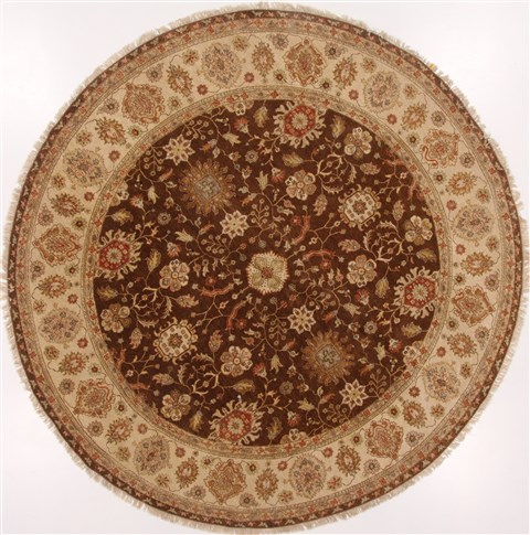Ziegler Brown Round Hand Knotted 101 X 101  Area Rug 250-17485 Image 0