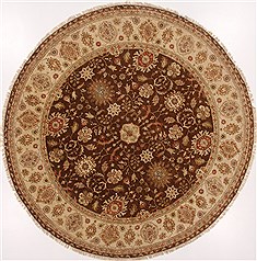 Indian Ziegler Brown Round 9 ft and Larger Wool Carpet 17485