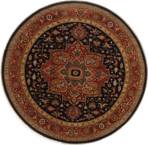 Serapi Blue Round Hand Knotted 910 X 910  Area Rug 250-17492 Image 0