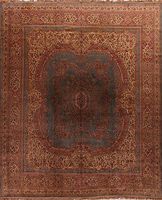 Persian Kerman Blue Rectangle 12x18 ft Wool Carpet 17510