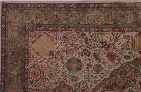 Tabriz Beige Hand Knotted 63 X 104 Area Rug 400-17514 Image 1