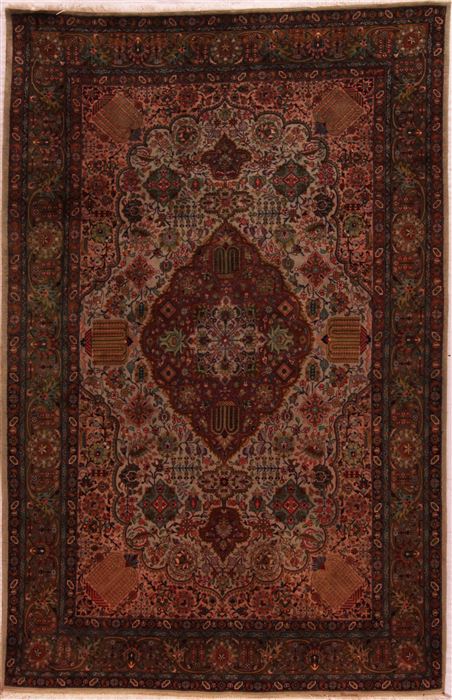 Tabriz Beige Hand Knotted 63 X 104 Area Rug 400-17514 Image 0