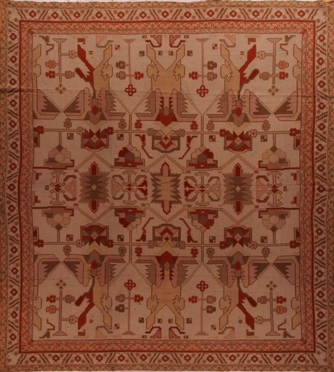 Hamedan Beige Hand Knotted 126 X 142  Area Rug 400-17516 Image 0