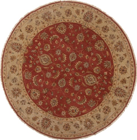 Ziegler Red Round Hand Knotted 102 X 104  Area Rug 250-17521 Image 0