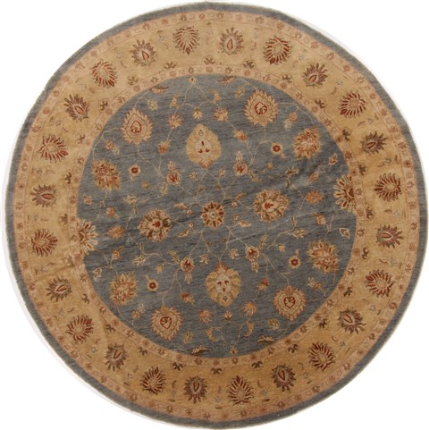 Ziegler Blue Round Hand Knotted 101 X 101  Area Rug 250-17525 Image 0