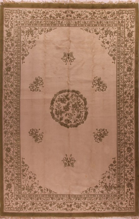 Asian Inspired Beige Hand Knotted 108 X 167  Area Rug 400-17526 Image 0