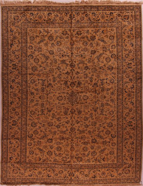 Kashan Beige Hand Knotted 101 X 133 Area Rug 400-17531 Image 0