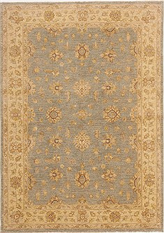 Pakistani Pishavar Blue Rectangle 5x7 ft Wool Carpet 17543