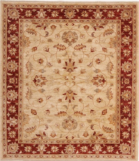Pishavar Beige Hand Knotted 53 X 60  Area Rug 250-17547 Image 0