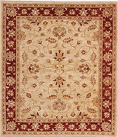 Pishavar Beige Hand Knotted 5'3" X 6'0"  Area Rug 250-17547