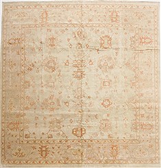 Indian Oushak Green Square 9 ft and Larger Wool Carpet 17573