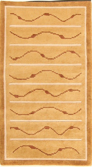 Gabbeh Yellow Machine Made 25 X 43 Area Rug 300-17613 Image 0