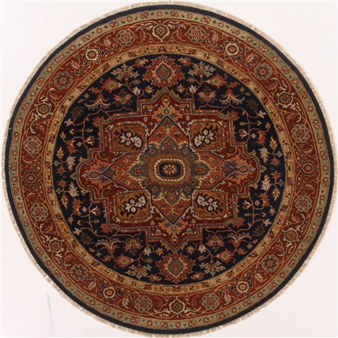 Serapi Blue Round Hand Knotted 60 X 60  Area Rug 250-17631 Image 0