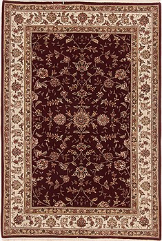 Chinese Tabriz Red Rectangle 4x6 ft Wool Carpet 17634