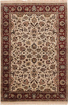 Indian Tabriz Beige Rectangle 4x6 ft Wool Carpet 17639