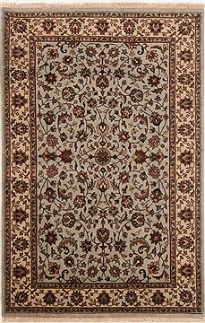 Indian Tabriz Blue Rectangle 4x6 ft Wool Carpet 17641