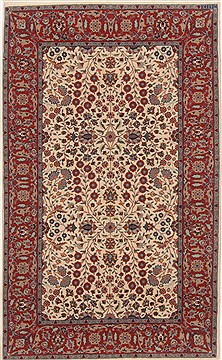 Hereke Beige Hand Knotted 3'5" X 5'8"  Area Rug 250-17643