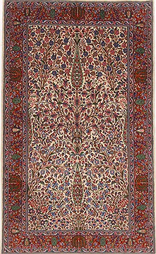 Persian Kerman Beige Rectangle 5x8 ft Wool Carpet 17645